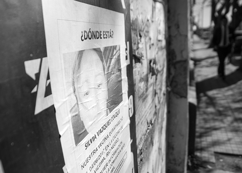 Viedma. 11-08-17. Afiches en el centro de la ciudad, para buscar a Silvia Vazquez Colque. Foto: Pablo Leguizamon