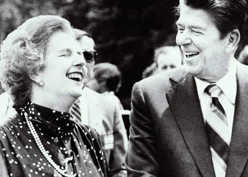 Una Thatcher con acento rioplatense muerta de amor por Reagan